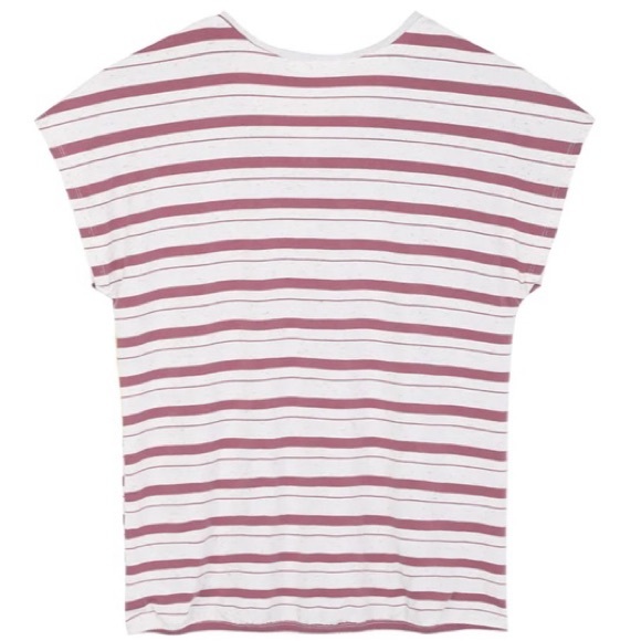 89TH + MADISON Dolman V-Neck Tee Short Sleeve Strappy Pink White Stripes XL NWT - Picture 2 of 4